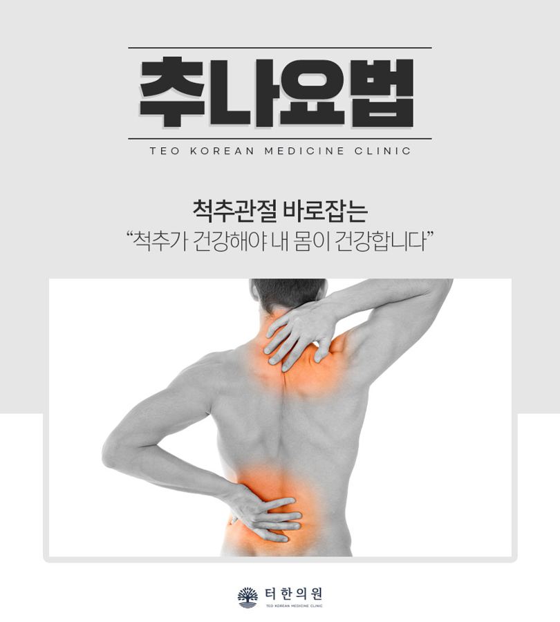등과 허리 통증을 표시한 추나요법 안내문