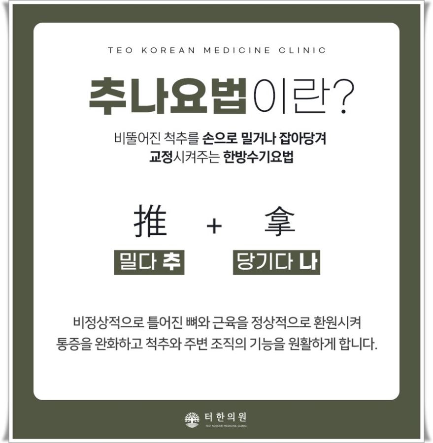 추나요법의 뜻과 효능을 설명한 이미지