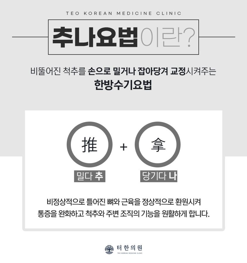 추나요법의 뜻과 효능을 설명한 이미지