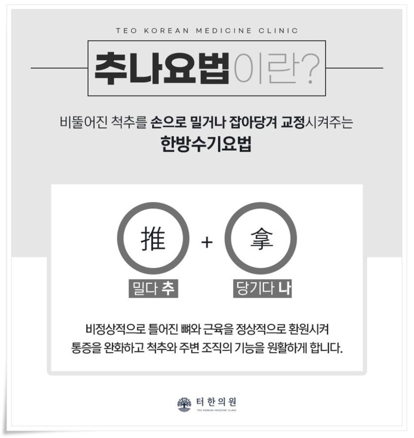 추나요법의 뜻과 원리를 설명한 안내 그래픽